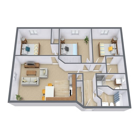 Thunder Creek Apartments in Fargo, ND | Three Bedroom Floor Plan 3175a